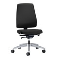 interstuhl Bürodrehstuhl GOAL, Rückenlehnenhöhe 530 mm Gestell brillantsilber, mit weichen Rollen graphitschwarz, Sitztiefe 410 mm