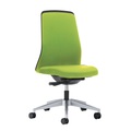 interstuhl Operator-Drehstuhl EVERY, Chillback-Rückenlehne schwarz Gestell brillantsilber, mit harten Rollen gelbgrün, Sitztiefe 410 - 470 mm