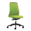 interstuhl Operator-Drehstuhl EVERY, Chillback-Rückenlehne schwarz Gestell schwarz, mit weichen Rollen gelbgrün, Sitztiefe 430 mm