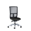 interstuhl Bürodrehstuhl GOAL AIR, Rückenlehnenhöhe 545 mm Gestell poliert, mit weichen Rollen graphitschwarz, Sitztiefe 410 - 460 mm