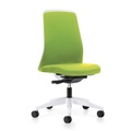 interstuhl Operator-Drehstuhl EVERY, Chillback-Rückenlehne weiß Gestell weiß, mit weichen Rollen gelbgrün, Sitztiefe 410 - 470 mm
