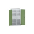 EUROKRAFT Schwerlastschrank aus Stahl 6 Fachböden, 6 Schubladen 120 mm hoch lichtgrau/resedagrün