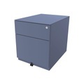 BISLEY Rollcontainer Note™, mit 1 Hängeregistratur, 1 Universalschublade HxBxT 502 x 420 x 565 mm, mit Griffleiste und Top blau