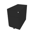 BISLEY Rollcontainer Note™, mit 1 Hängeregistratur, 1 Universalschublade HxBxT 502 x 300 x 565 mm, mit Griffleiste und Top schwarz