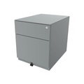 BISLEY Rollcontainer Note™, mit 1 Hängeregistratur, 1 Universalschublade HxBxT 502 x 420 x 565 mm, mit Griffleiste und Top silber