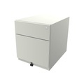 BISLEY Rollcontainer Note™, mit 1 Hängeregistratur, 1 Universalschublade HxBxT 495 x 420 x 565 mm, mit Griffleiste reinweiß
