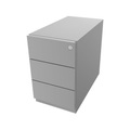 BISLEY Rollcontainer Note™, mit 3 Universalschubladen HxBxT 495 x 300 x 565 mm, mit Griffleiste lichtgrau