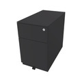 BISLEY Rollcontainer Note™, mit 1 Hängeregistratur, 1 Universalschublade HxBxT 502 x 300 x 565 mm, mit Griffleiste und Top anthrazitgrau
