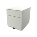 BISLEY Rollcontainer Note™, mit 1 Hängeregistratur, 1 Universalschublade HxBxT 502 x 420 x 565 mm, mit Griffleiste und Top reinweiß