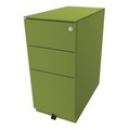 BISLEY Rollcontainer Note™, mit 2 Universalschubladen, 1 Hängeregistratur HxBxT 652 x 300 x 565 mm, mit Top grün