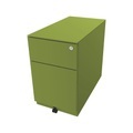 BISLEY Rollcontainer Note™, mit 1 Hängeregistratur, 1 Universalschublade HxBxT 502 x 300 x 565 mm, mit Griffleiste und Top grün