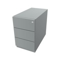 BISLEY Rollcontainer Note™, mit 3 Universalschubladen HxBxT 495 x 300 x 565 mm, mit Griffleiste silber