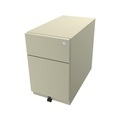 BISLEY Rollcontainer Note™, mit 1 Hängeregistratur, 1 Universalschublade HxBxT 495 x 300 x 565 mm, mit Griffleiste hellelfenbein