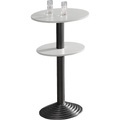 Bistrotisch mit Gusseisenfuß 2 Tischplatten, Abstand 30 cm lichtgrau, Säule schwarz