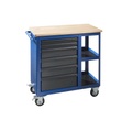 QUIPO Montagewagen LxB 965 x 460 mm, mit 2 Ablagefächern Korpus enzianblau