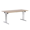 Klapptisch Doppel-T-Stahlrohrgestell mit geraden Kufen Breite 1400 mm, Ahorn-Dekor