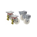 Wicke, Wicke Polyamid-Rad, Set-Angebot 2 x Lenkrolle mit Doppelstopp und 2 x Bockrolle, mit Kugellager Rad-Ø x Breite 100 x 35 mm, Tragfähigkeit 350 kg