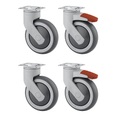 TENTE Kunststoffrolle, Set-Angebot 2 Lenkrollen mit Doppelstopp und 2 Lenkrollen, Montageplatte Rad-Ø x Breite 125 x 32 mm