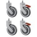 TENTE Kunststoffrolle, Set-Angebot 2 Lenkrollen mit Doppelstopp und 2 Lenkrollen, Gewindestift Rad-Ø x Breite 75 x 25 mm