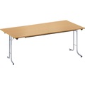 Klapptisch, mit abgerundeten Kanten Rundrohr-Gestell, Plattenform rechteckig 1600 x 700 mm, Gestell alufarben, Platte Buche-Dekor