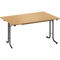 Klapptisch, mit abgerundeten Kanten Rundrohr-Gestell, Plattenform rechteckig 1200 x 700 mm, Gestell schwarz, Platte Buche-Dekor