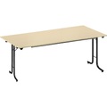 Klapptisch, mit abgerundeten Kanten Rundrohr-Gestell, Plattenform rechteckig 1600 x 700 mm, Gestell schwarz, Platte Ahorn-Dekor