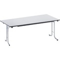 Klapptisch, mit abgerundeten Kanten Rundrohr-Gestell, Plattenform rechteckig 1600 x 700 mm, Gestell alufarben, Platte lichtgrau