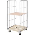 Rollbehälter mit Gitterwänden Holz-Rollplatte, 2-seitig HxB 1620 x 720 mm