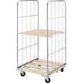Rollbehälter mit Gitterwänden Holz-Rollplatte, 2-seitig HxB 1520 x 640 mm