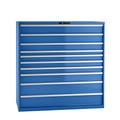 Lista Schubladenschrank, Stahlblech HxB 1450 x 1431 mm, 10 Schubladen Tragkraft 200 kg, enzianblau