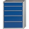 ANKE Schubladenschrank, BxT 910 x 675 mm, Schubladentraglast 200 kg, 5 Schubladen, Höhe 1280 mm, Front enzianblau