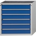 ANKE Schubladenschrank ohne Platte Breite 910 mm, Schubladentraglast 200 kg 6 Schubladen à 150 mm, Front enzianblau