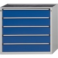 ANKE Schubladenschrank, BxT 1060 x 675 mm, Schubladentraglast 200 kg, 5 Schubladen, Höhe 980 mm, Front enzianblau