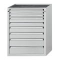 ANKE Schubladenschrank, BxT 760 x 675 mm, Schubladentraglast 200 kg, 9 Schubladen, Höhe 1280 mm, Front lichtgrau