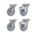 Wicke Vollgummi-Reifen, Set-Angebot 2 x Lenkrolle und 2 x Lenkrolle mit Doppelstopp Rad-Ø x Breite 100 x 30 mm