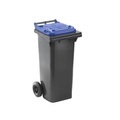 Mülltonne nach DIN EN 840, Volumen 80 l, BxHxT 448 x 975 x 530 mm, anthrazit, Deckel blau
