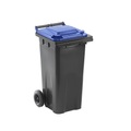 Mülltonne nach DIN EN 840, Volumen 120 l, BxHxT 505 x 1005 x 555 mm, anthrazit, Deckel blau
