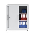 EUROKRAFT, EUROKRAFT Schiebetürschrank mit 2 Fachböden, HxB 1200 x 1000 mm Tiefe 420 mm, Türen lichtgrau RAL 7035