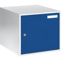 QUIPO Schließfachwürfel HxBxT 350 x 400 x 450 mm Korpus lichtgrau / Türen enzianblau