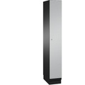 CP CAMBIO Garderobenschrank mit Stahlblech-Türen 1 Abteil, Breite 300 mm Korpus schwarzgrau / Tür weißaluminium