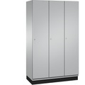 CP CAMBIO Garderobenschrank mit Stahlblech-Türen 3 Abteile, Breite 1200 mm Korpus weißaluminium / Tür weißaluminium