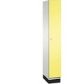 CP CAMBIO Garderobenschrank mit Stahlblech-Türen 1 Abteil, Breite 300 mm Korpus lichtgrau / Tür schwefelgelb