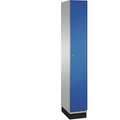 CP CAMBIO Garderobenschrank mit Stahlblech-Türen 1 Abteil, Breite 300 mm Korpus weißaluminium / Tür enzianblau