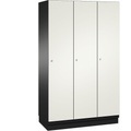 CP CAMBIO Garderobenschrank mit Stahlblech-Türen 3 Abteile, Breite 1200 mm Korpus schwarzgrau / Tür reinweiß