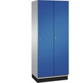 CP CAMBIO Garderobenschrank mit Stahlblech-Türen 2 Abteile, Breite 800 mm Korpus weißaluminium / Tür enzianblau