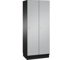CP CAMBIO Garderobenschrank mit Stahlblech-Türen 2 Abteile, Breite 800 mm Korpus schwarzgrau / Tür weißaluminium
