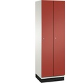CP CAMBIO Garderobenschrank mit Stahlblech-Türen 2 Abteile, Breite 600 mm Korpus reinweiß / Tür feuerrot