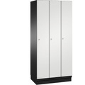 CP CAMBIO Garderobenschrank mit Stahlblech-Türen 3 Abteile, Breite 900 mm Korpus schwarzgrau / Tür lichtgrau