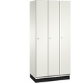 CP CAMBIO Garderobenschrank mit Stahlblech-Türen 3 Abteile, Breite 900 mm Korpus reinweiß / Tür reinweiß