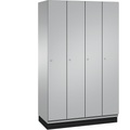 CP CAMBIO Garderobenschrank mit Stahlblech-Türen 4 Abteile, Breite 1200 mm Korpus weißaluminium / Tür weißaluminium